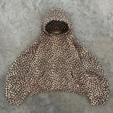 Hearujoy  90s Streetwear Y2K Retro 2 Piece Set Leopard Pattern Streetwear Men Women Trendy Harajuku Boxy Pullover Zipper Hoodie Oversized Track Pants Set